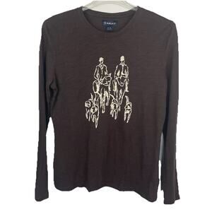 Ariat Equestrian Tee Shirt Women XL Brown Horse and Hound Graphic Horse Girl